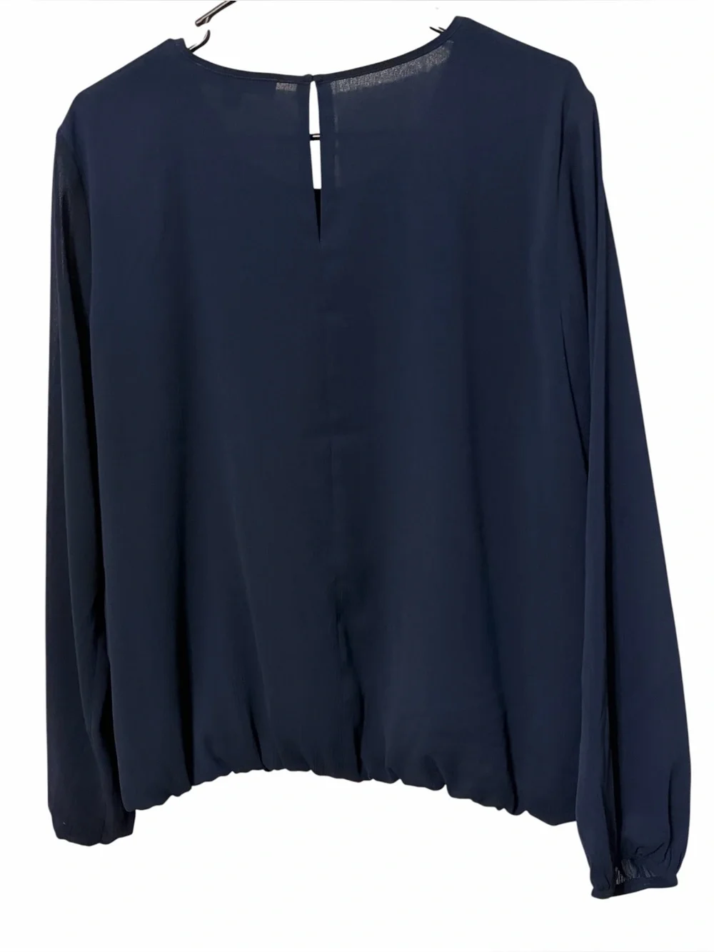 NWOT Tommy Hilfiger Navy Long-Sleeve Pullover Bubble Hem Blouse Size XL